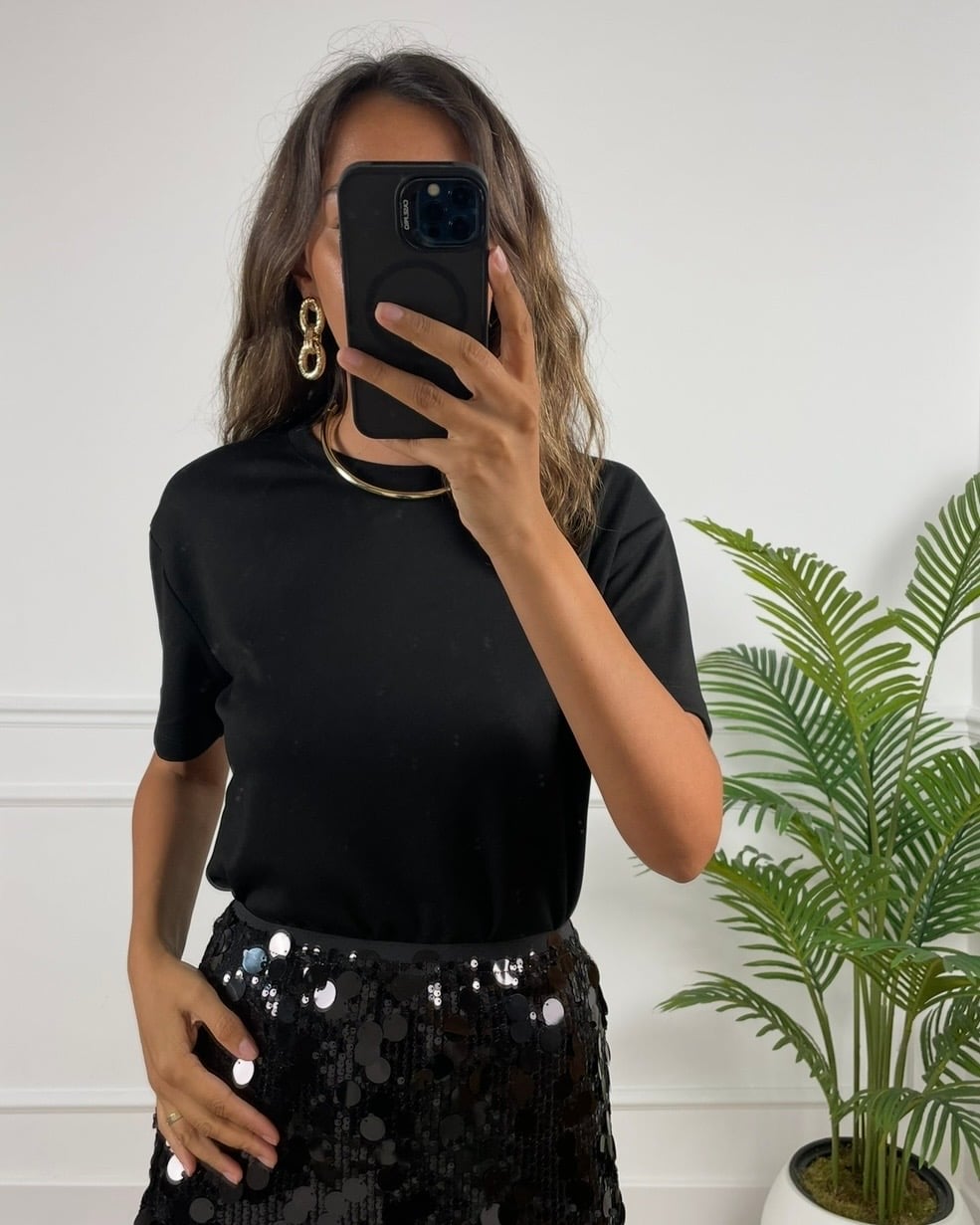 Odette Siyah Basic Modal Tişört
