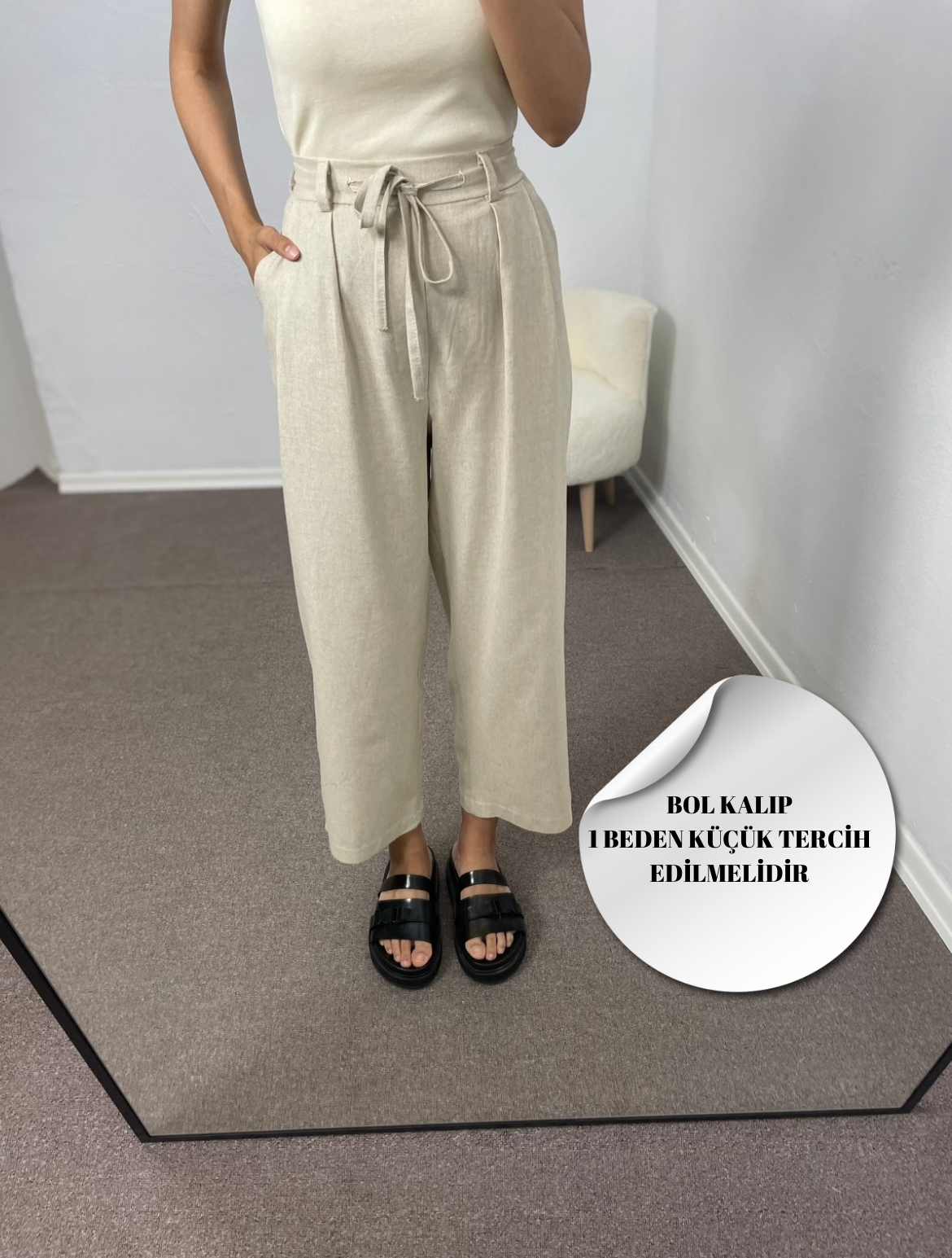 Alvera Taş Ultra Premium Keten Pantolon