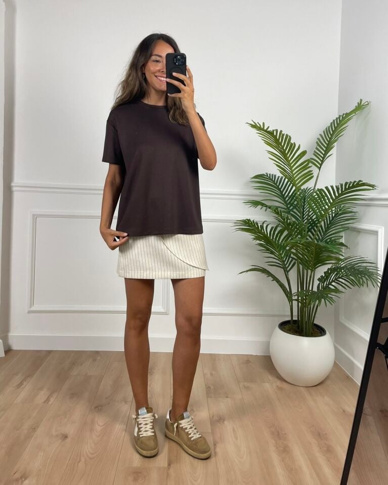 Odette Kahverengi Basic Modal Tişört
