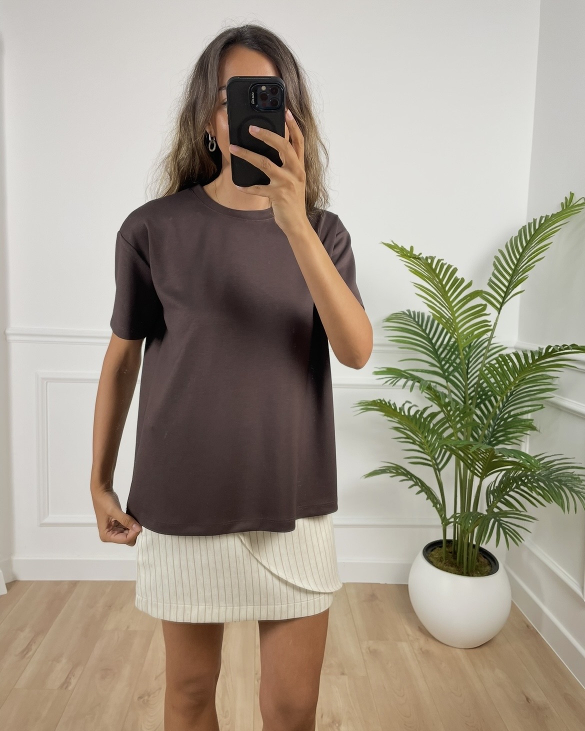 Odette Kahverengi Basic Modal Tişört