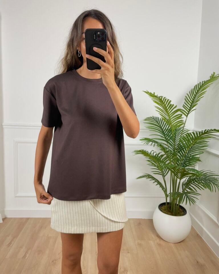 Odette Kahverengi Basic Modal Tişört