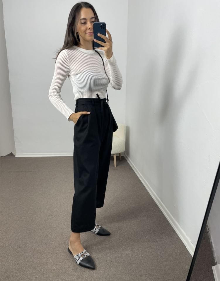 Alvera Siyah Ultra Premium Keten Pantolon