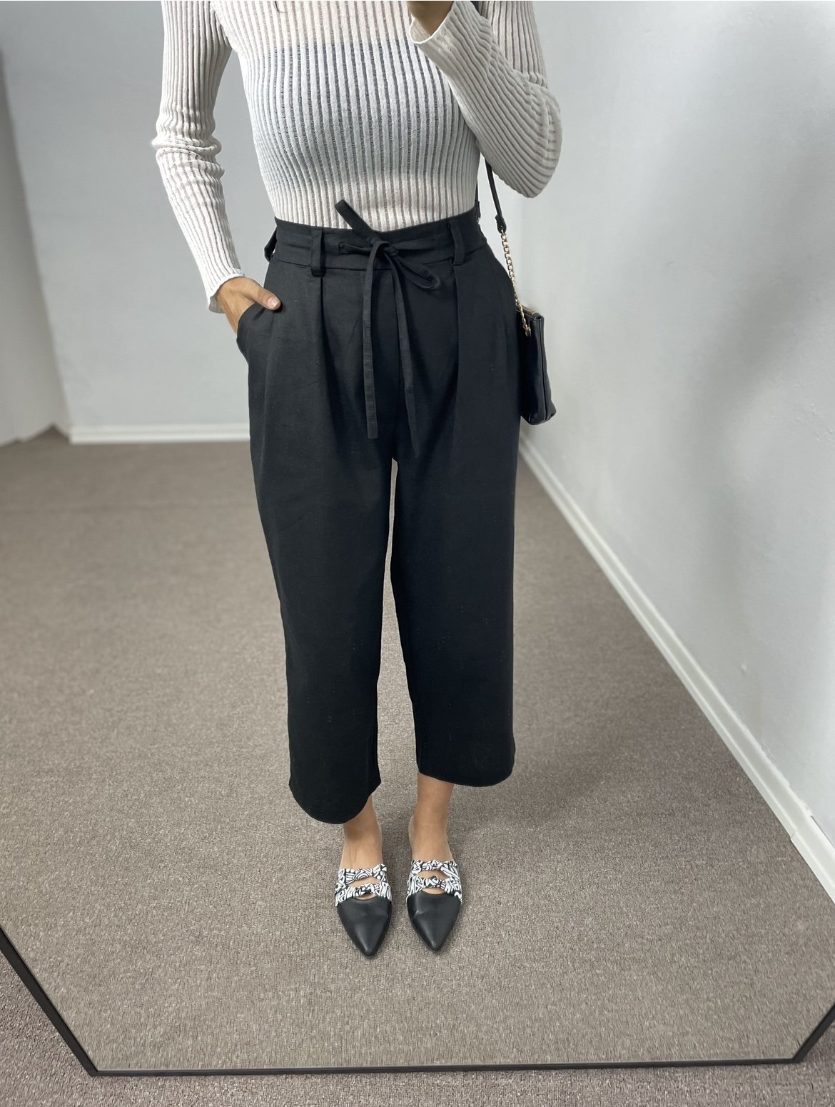 Siyah Ultra Premium Keten Pantolon