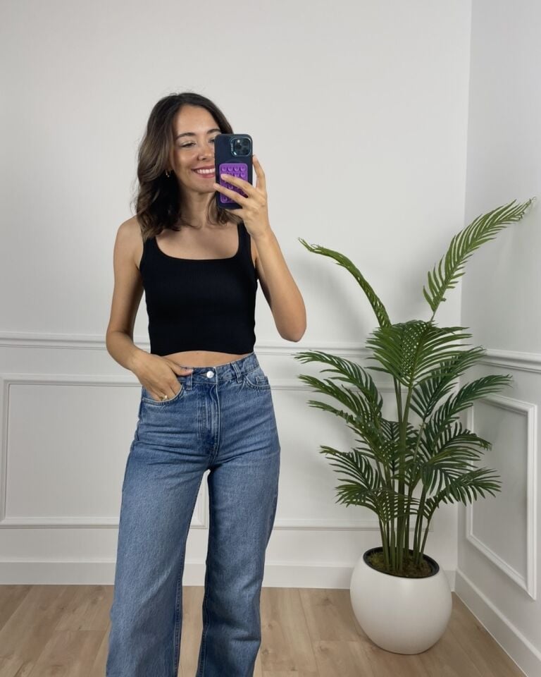 Elise Siyah Crop Triko Atlet