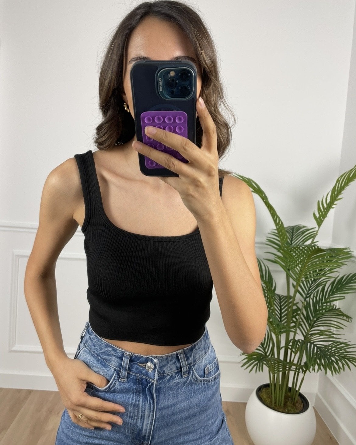 Elise Siyah Crop Triko Atlet