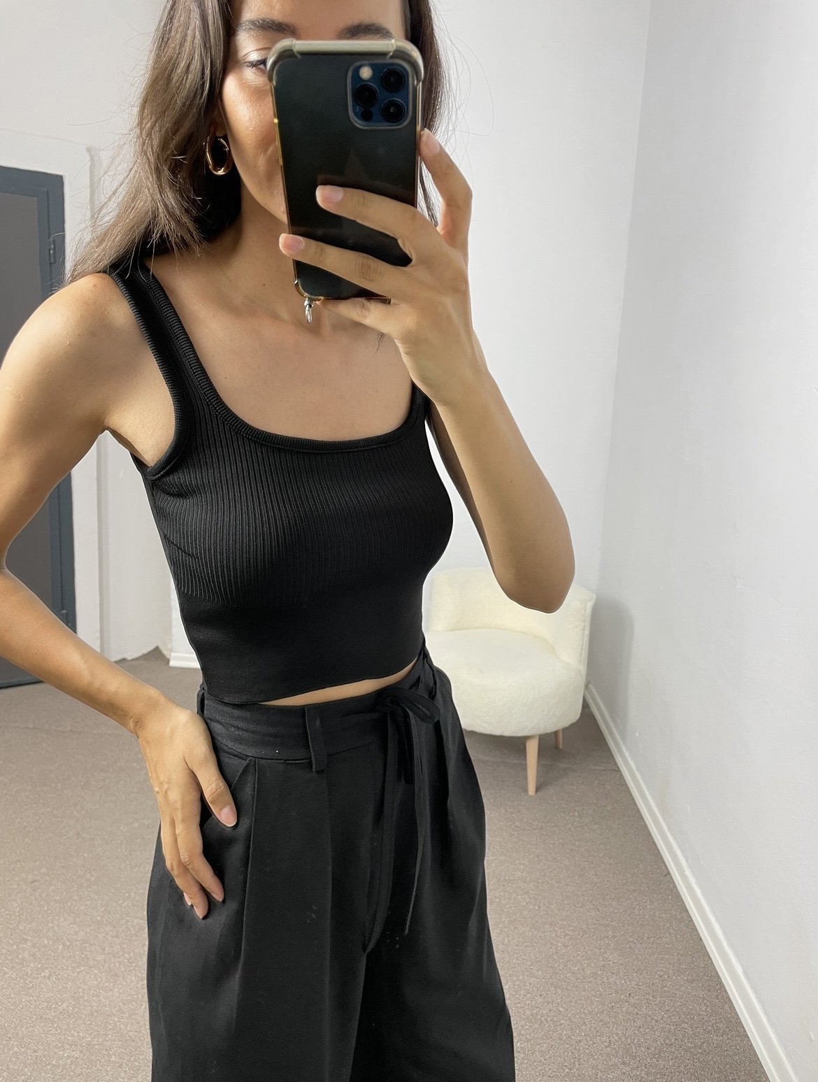 Siyah Crop Triko Atlet