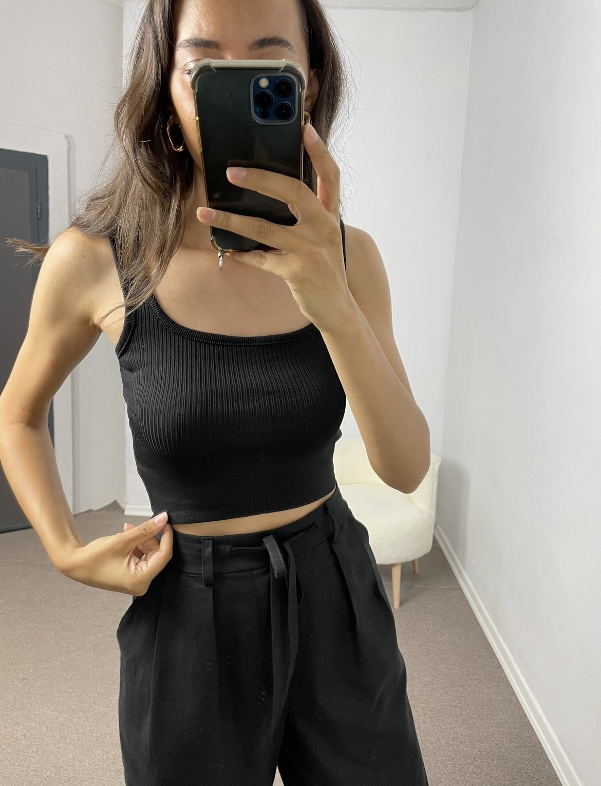 Siyah Crop Triko Atlet