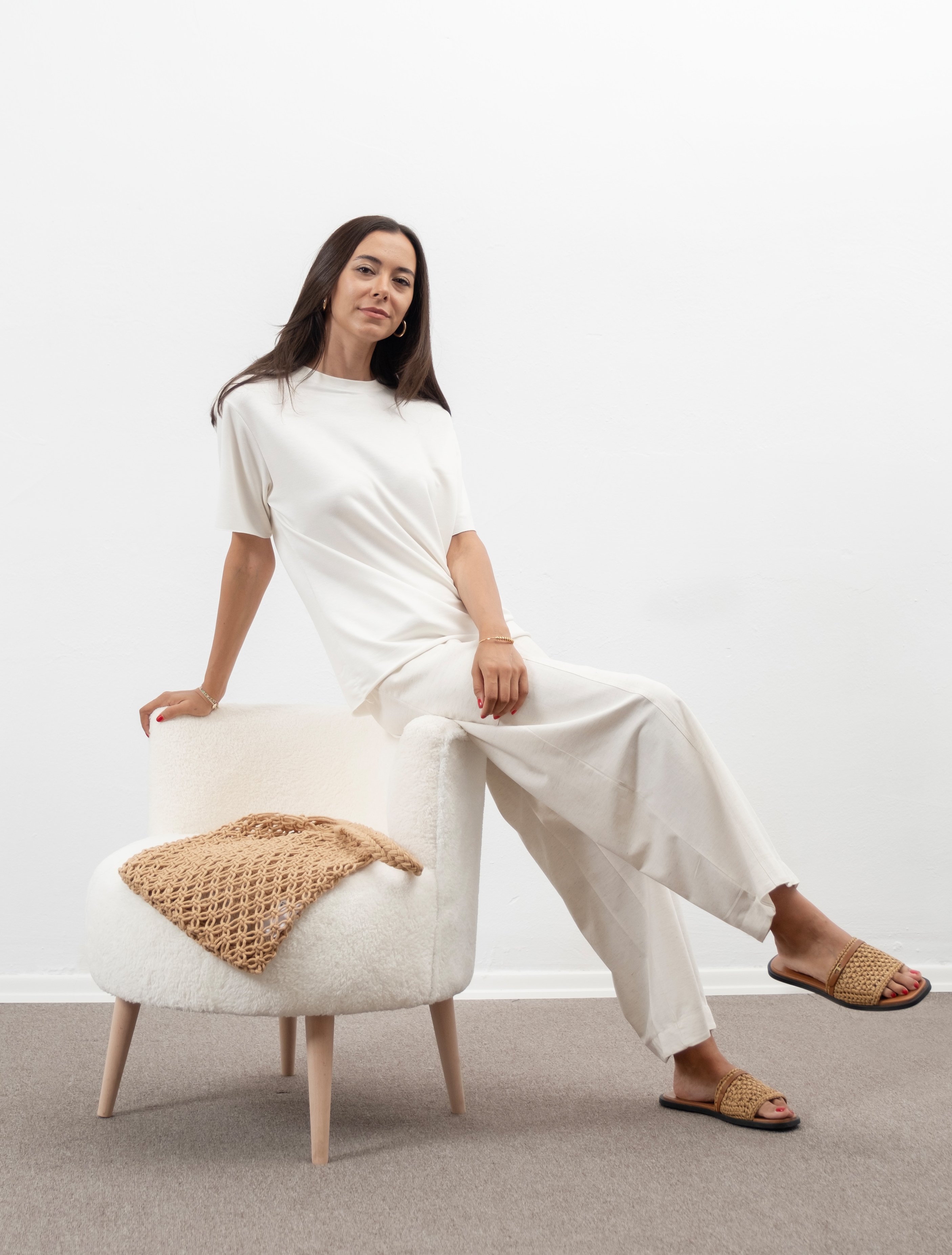 Alera Taş Beli Lastikli Cepli Keten Pantolon