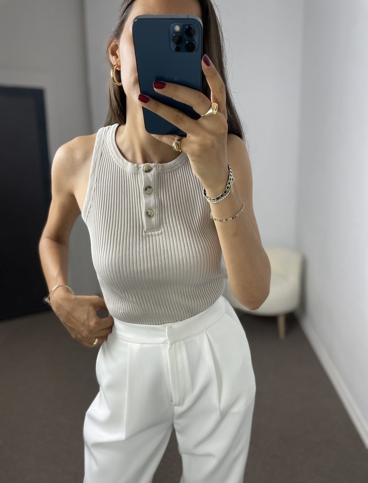 Noa Vizon Düğmeli Premium Fitilli  Atlet