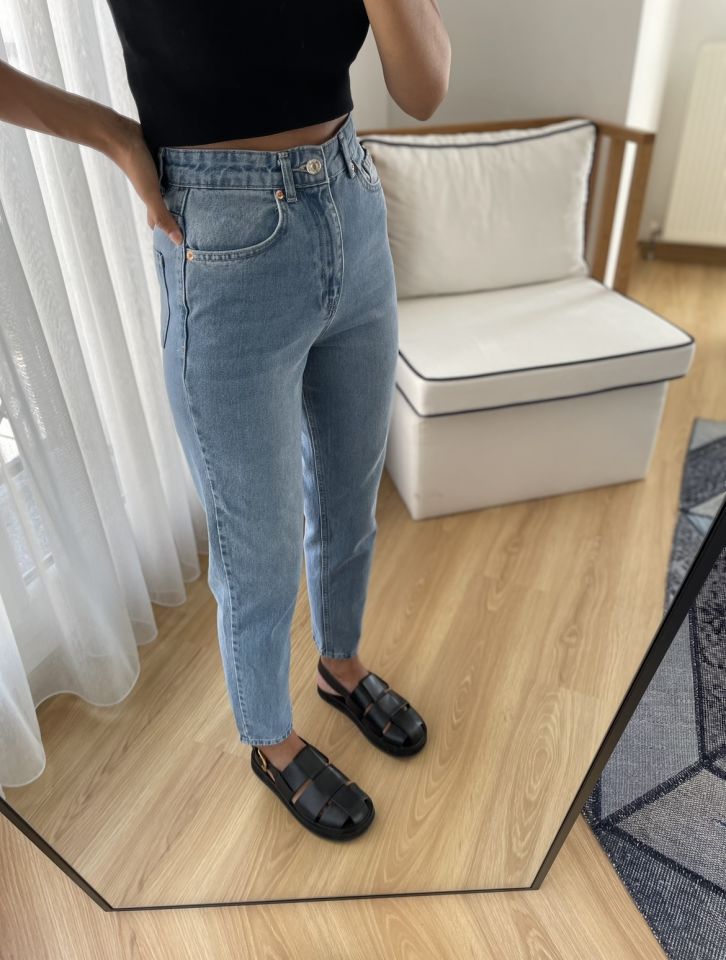 Açık Mavi Yüksek Bel Jean