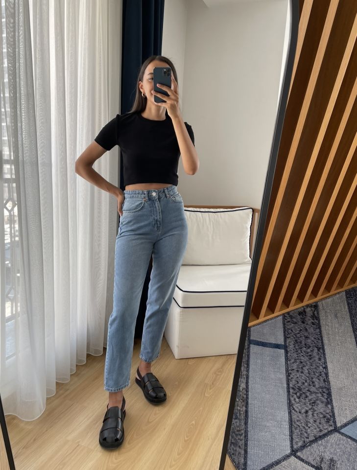 Açık Mavi Yüksek Bel Jean