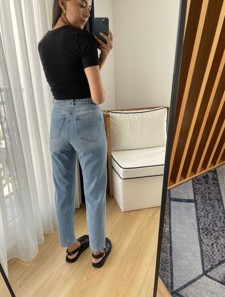 Açık Mavi Yüksek Bel Jean