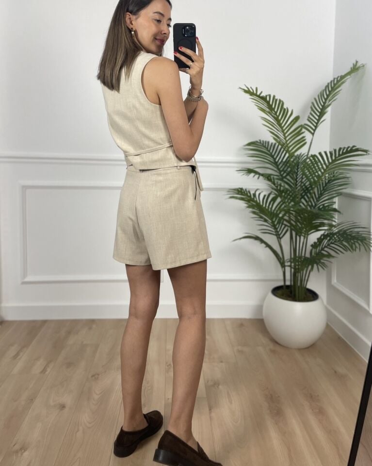 Menton Natural Premium Şort Yelek Takım
