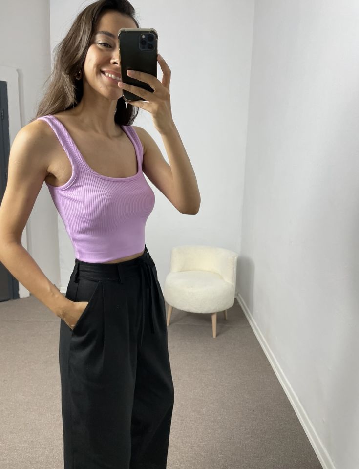 Lila Crop Triko Atlet
