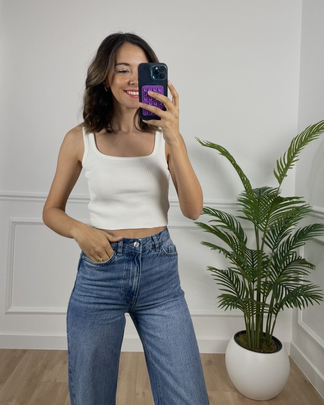 Elise Beyaz Crop Triko Atlet