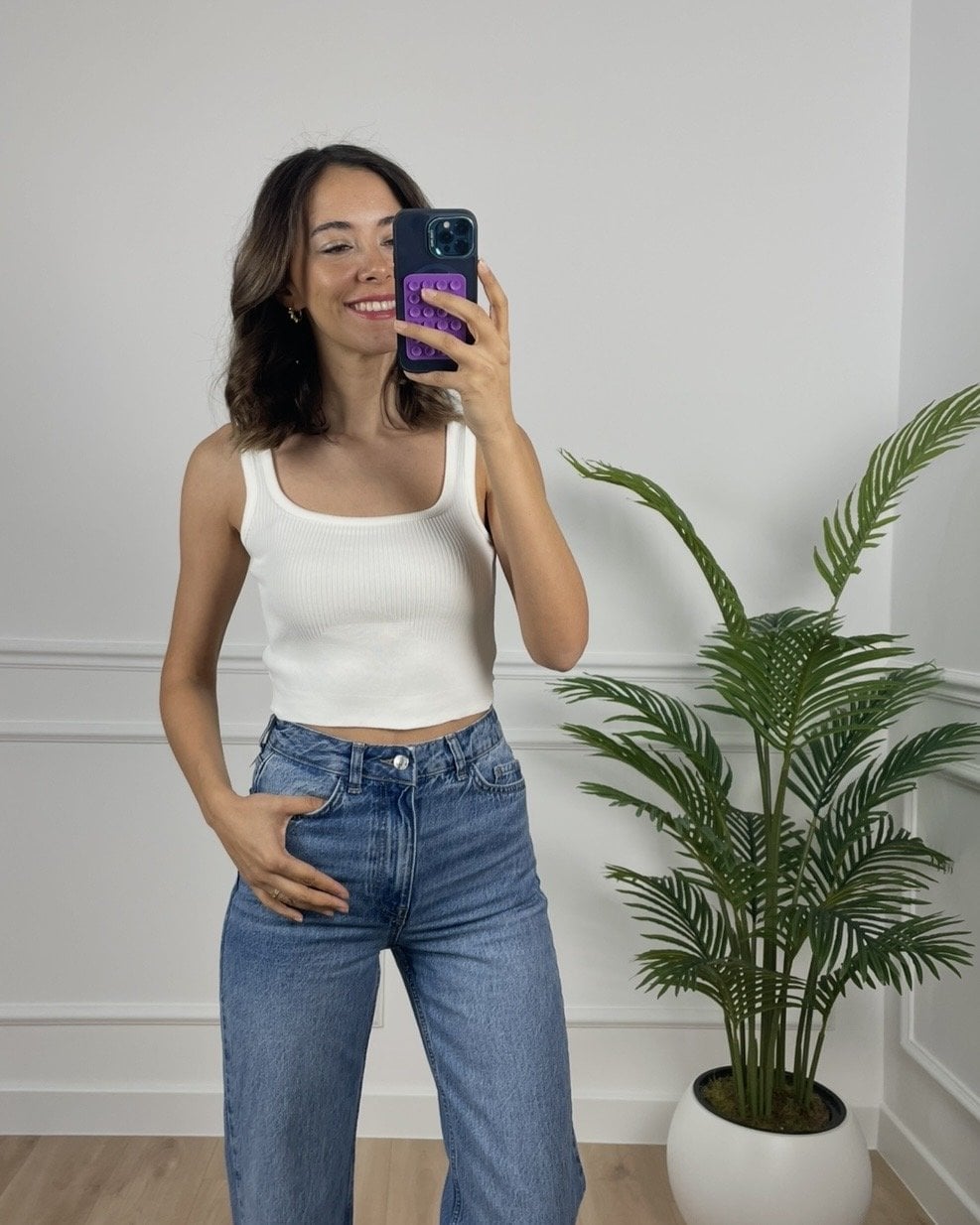 Elise Beyaz Crop Triko Atlet