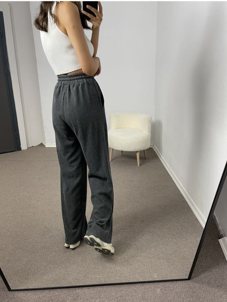 Mirella Antrasit Beli Lastikli Pantolon