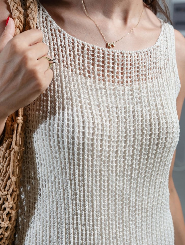 Helena Ekru Dilvin Astarlı Triko Elbise