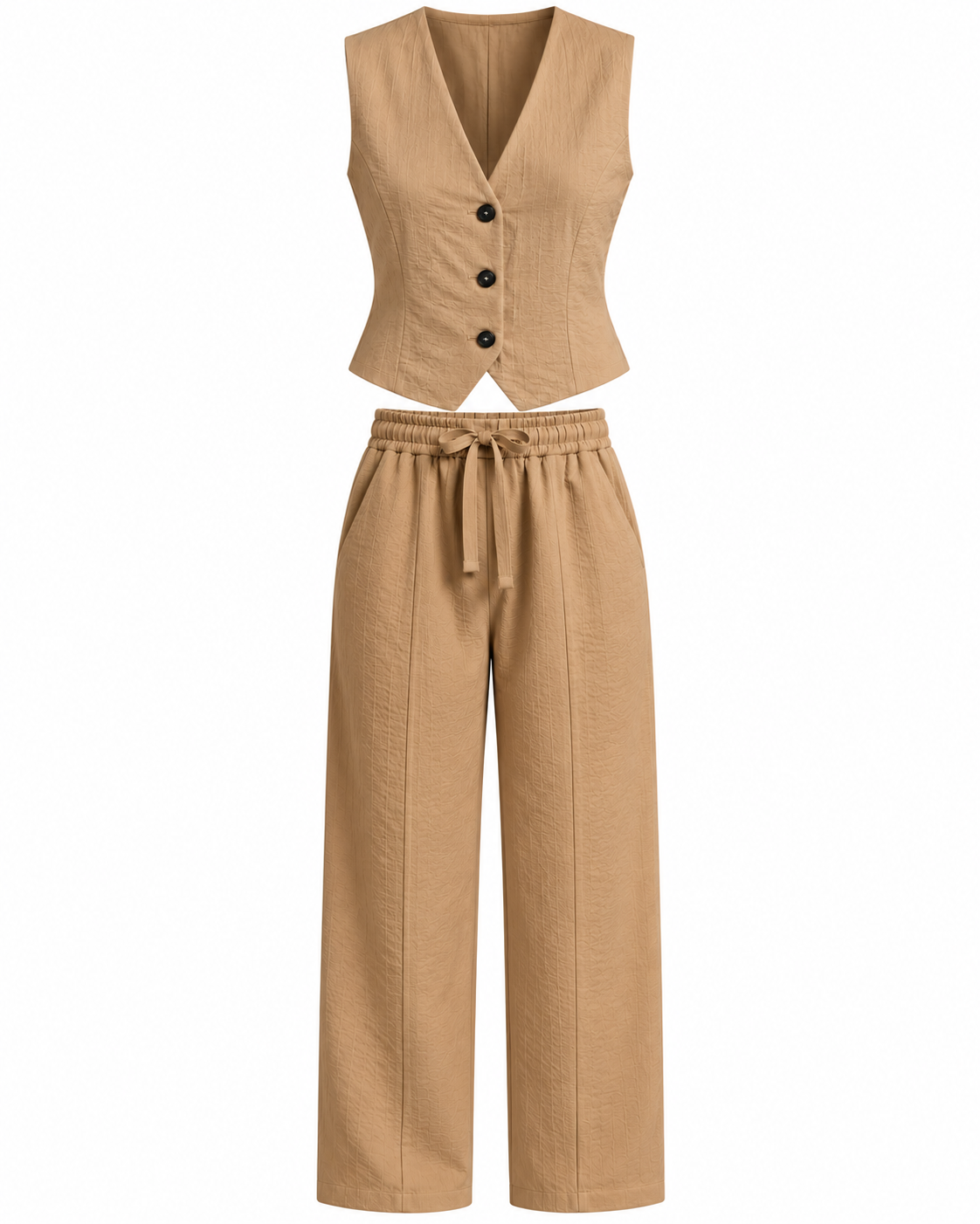 Alenya Camel Premium Yelek Pantolon Takım