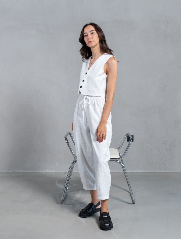 Alenya Beyaz Premium Yelek Pantolon Takım