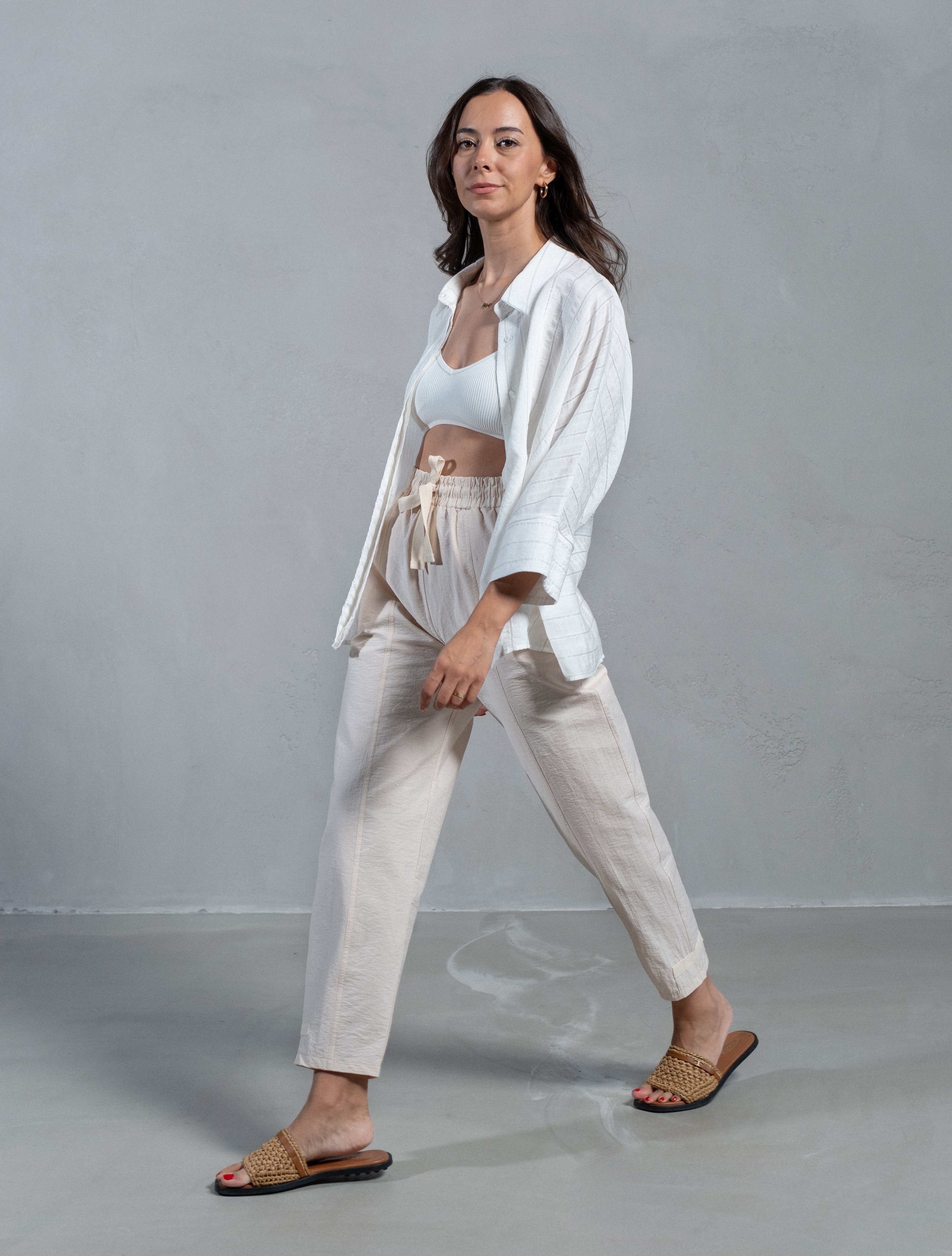 Louna Bej Cep Detaylı İnce Gabardin Havuç Pantolon