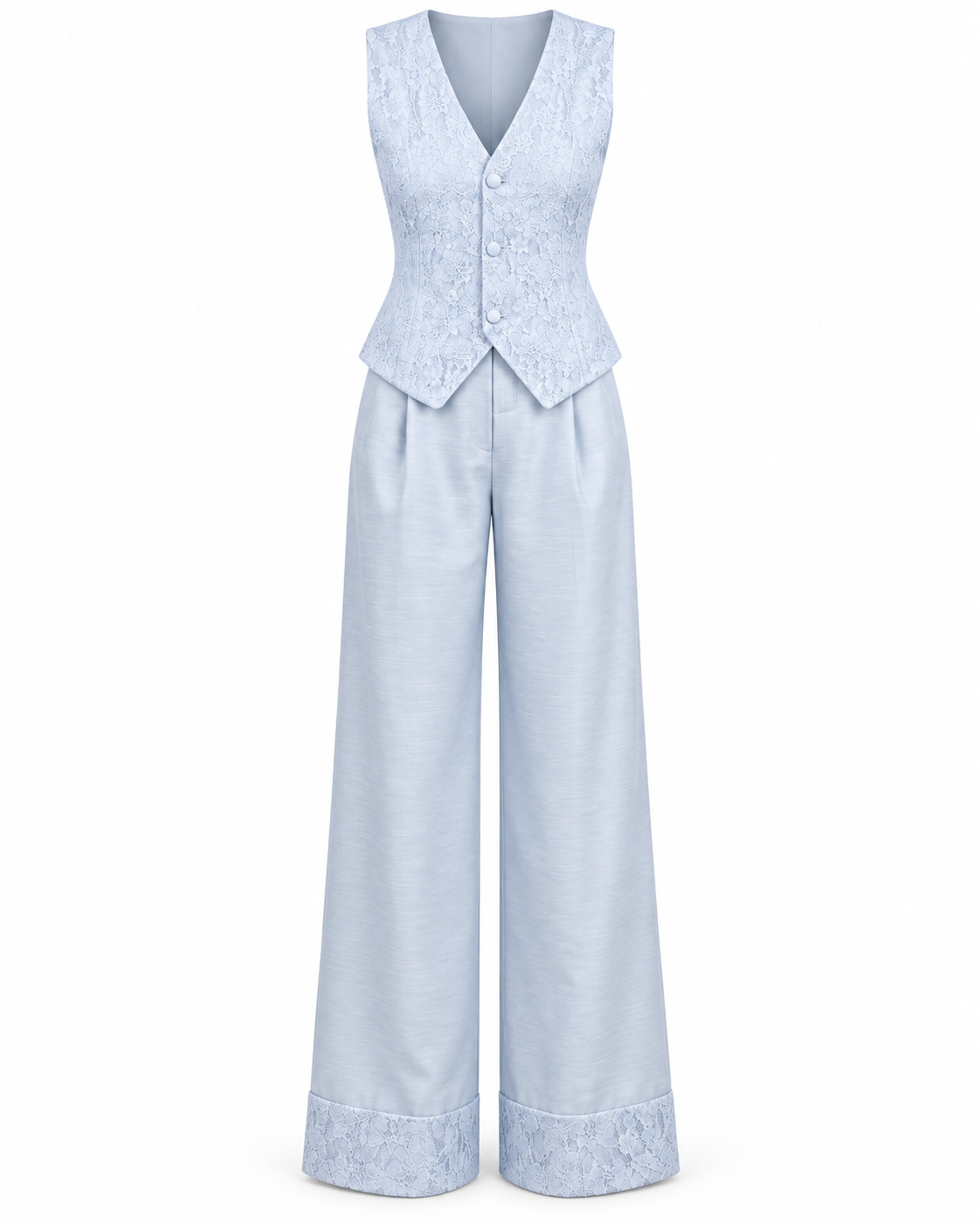 Roselle Bebe Mavi Keten Yelek Pantolon Takım