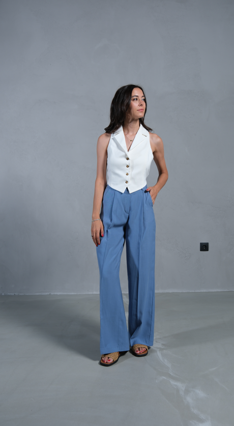 Aveline Mavi Premium Yüksek Bel Pantolon