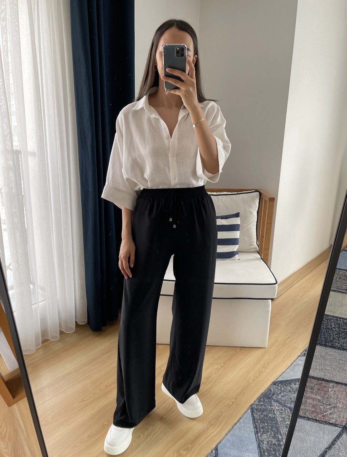 Siyah Krep Saten Pantolon