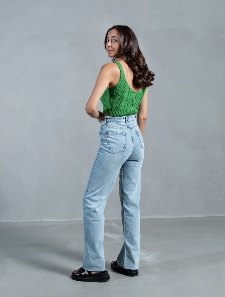 Açık Mavi Yüksek Bel Premium Jean