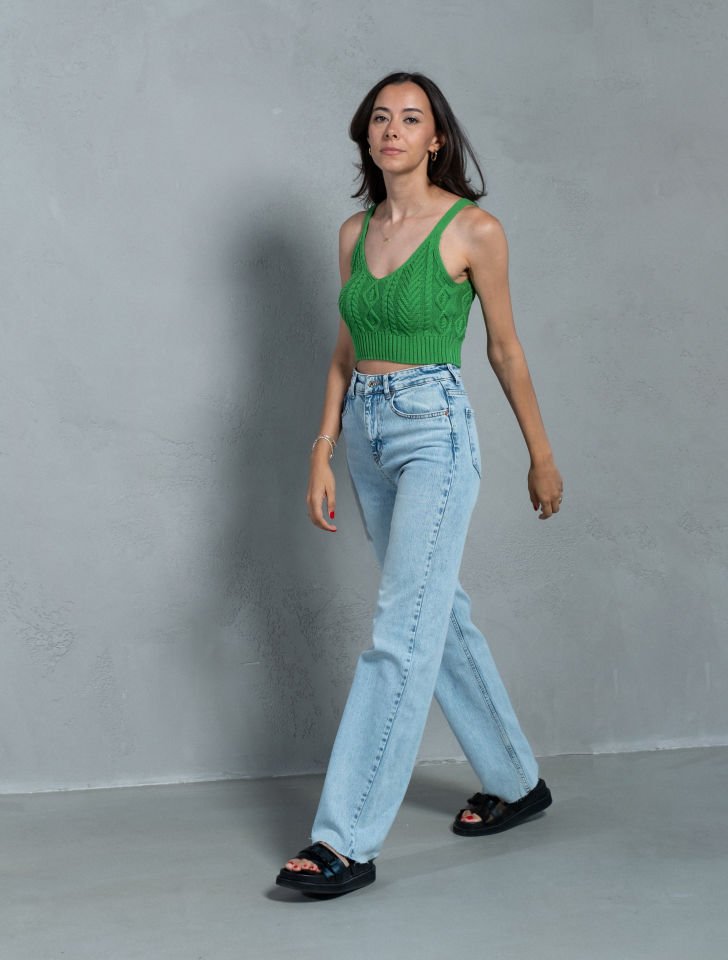 Açık Mavi Yüksek Bel Premium Jean