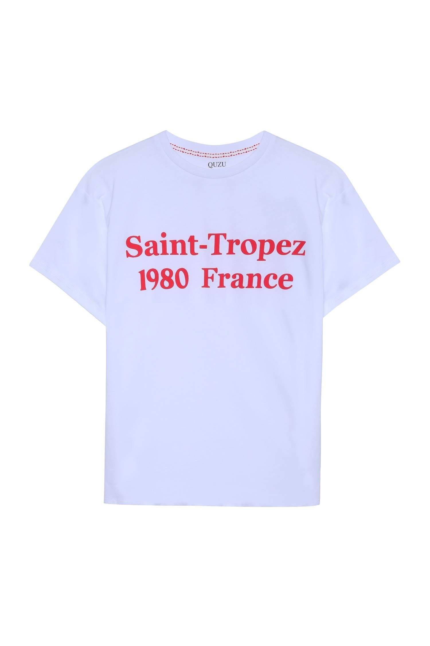 Beyaz Premium Yazı Baskılı Tişört