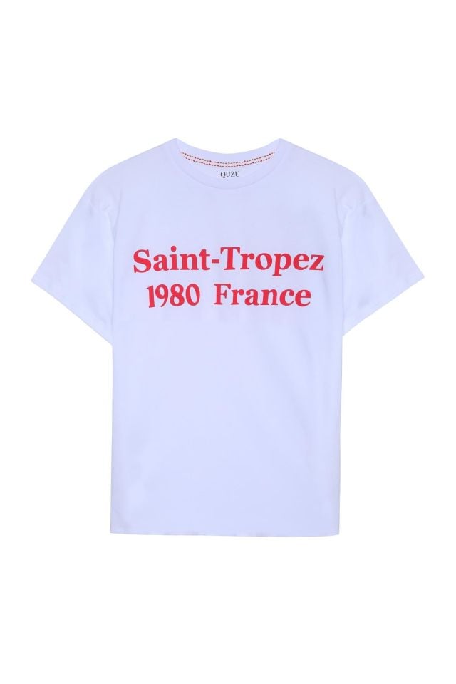 Beyaz Premium Yazı Baskılı Tişört