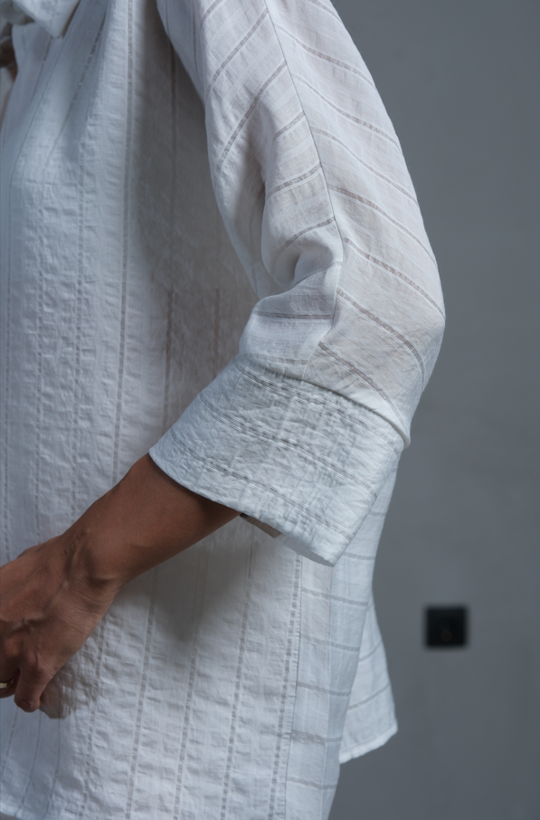 Larissa Ekru Sim İpli Oversize Premium Gömlek