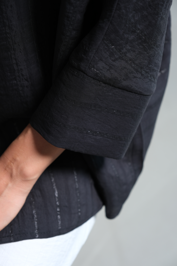 Siyah Sim İpli Oversize Premium Gömlek