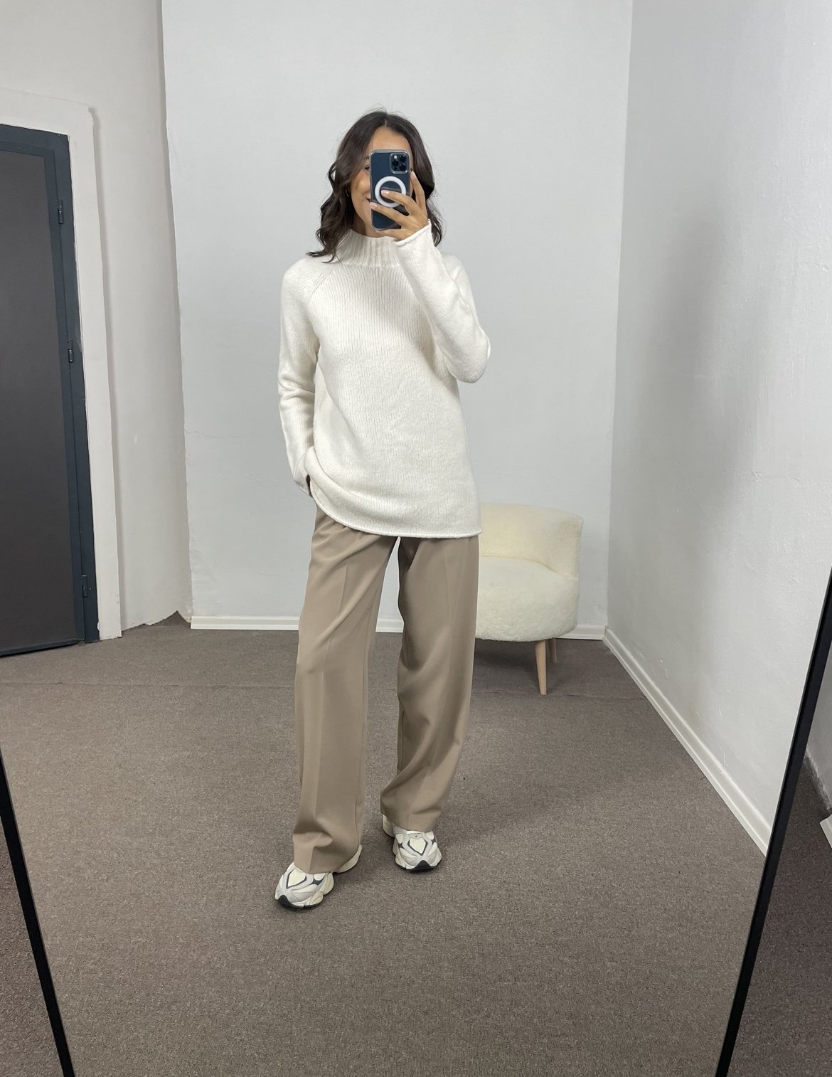 Elya Ekru Sosis Kol Oversize Kazak