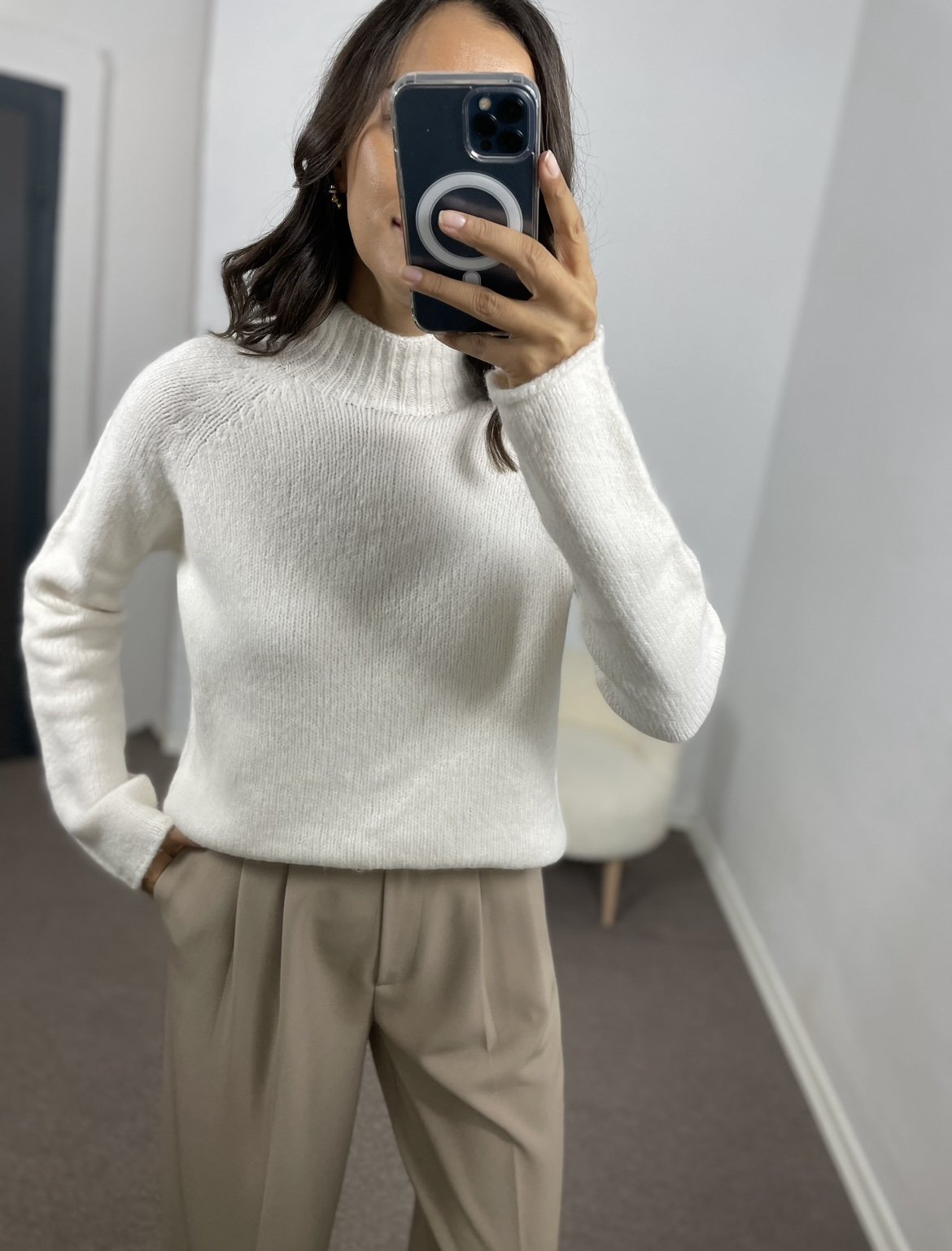 Ekru Sosis Kol Oversize Kazak