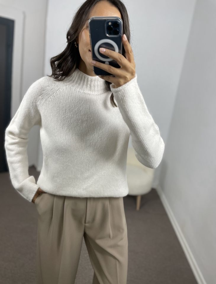 Ekru Sosis Kol Oversize Kazak