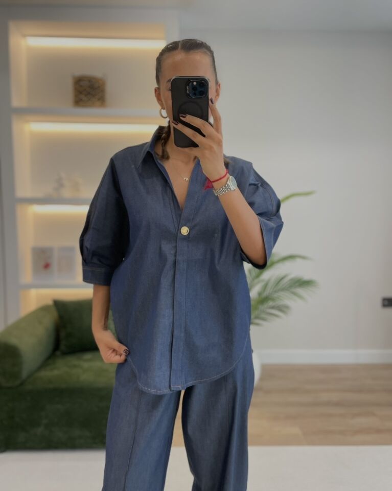 Twin Indigo Premium Gömlek Pantolon Takım
