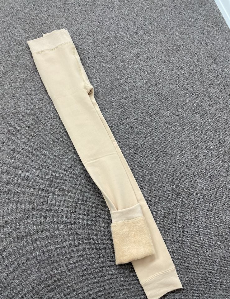 Krem Peluşlu İç Tayt