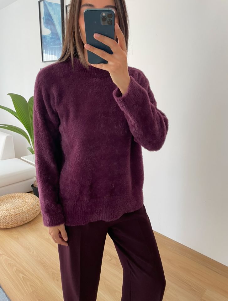 Elva Mürdüm Premium Yumoş Dokulu Kazak