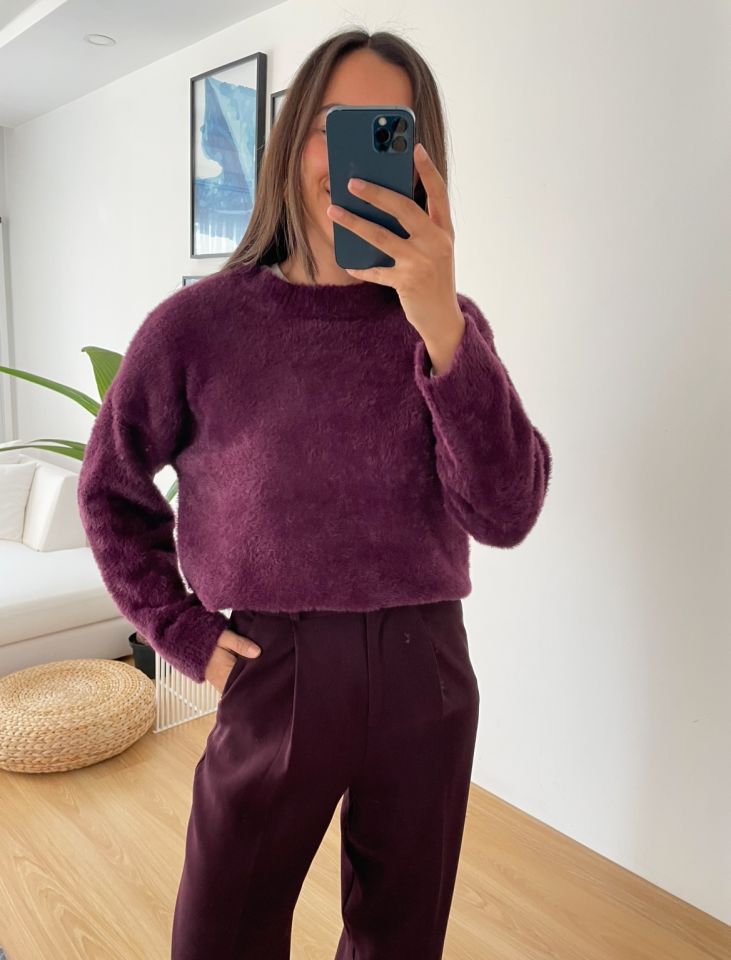 Elva Mürdüm Premium Yumoş Dokulu Kazak