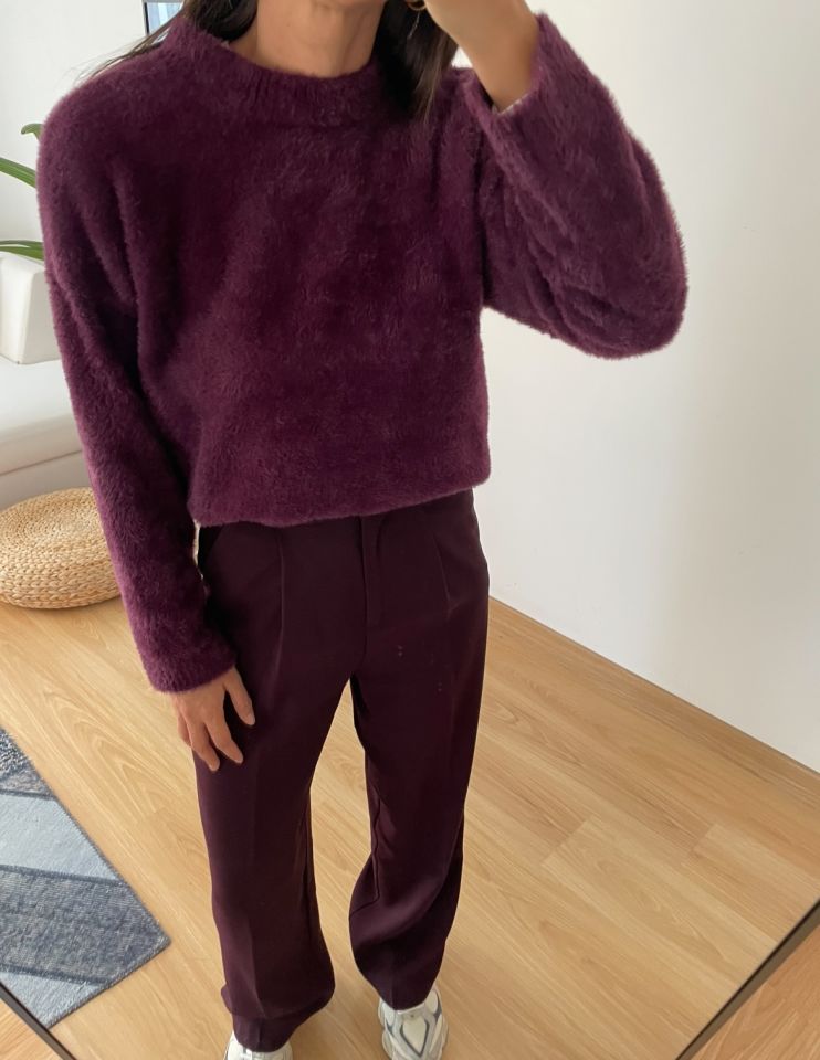 Elva Mürdüm Premium Yumoş Dokulu Kazak