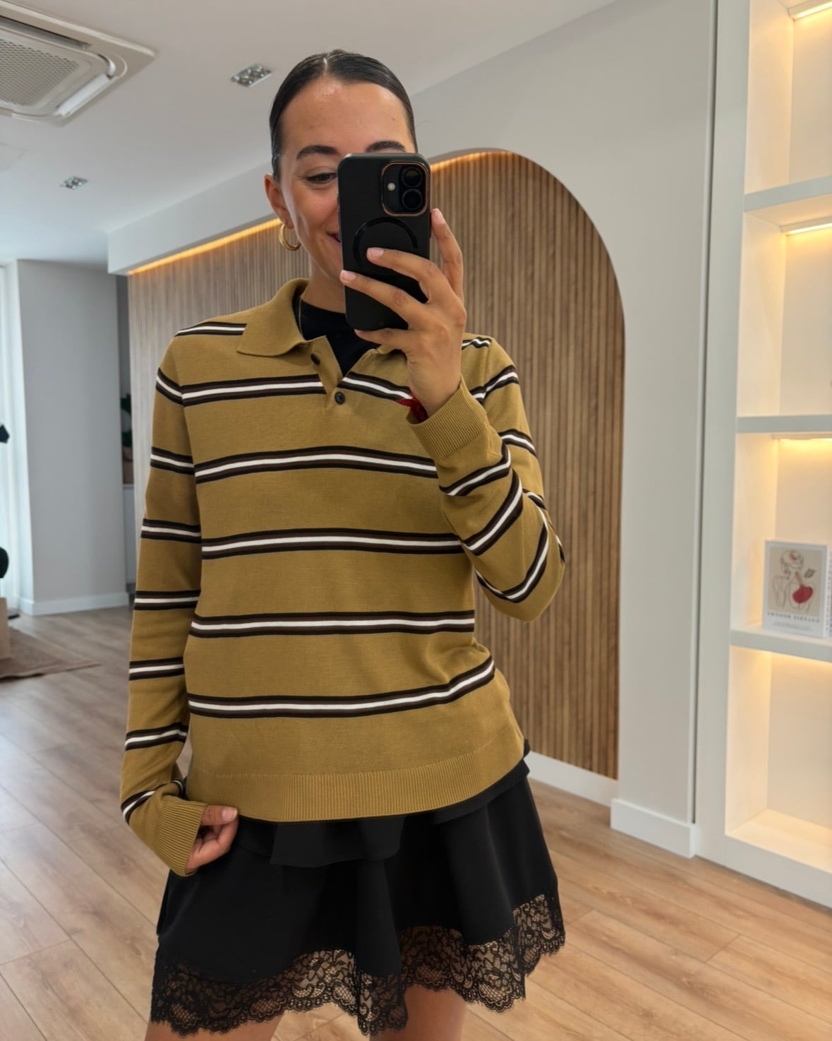 Milo Camel Polo Yaka Çizgili Triko