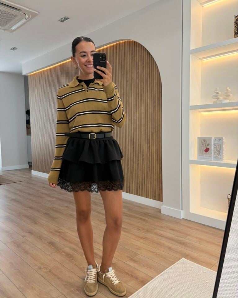 Milo Camel Polo Yaka Çizgili Triko