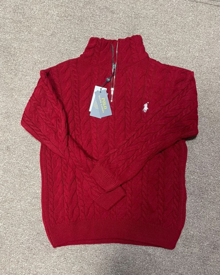 Vela Bordo RL Yarım Fermuarlı Kazak