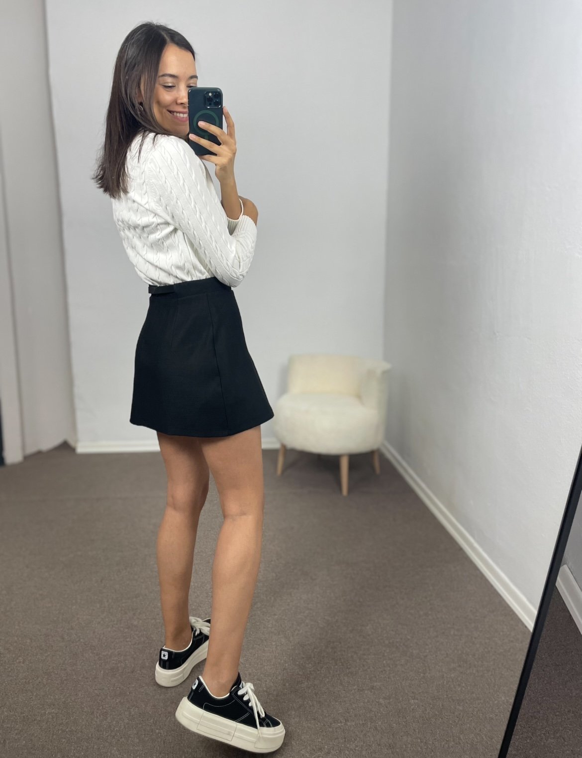 Siyah Kemerli Premium Mini Etek