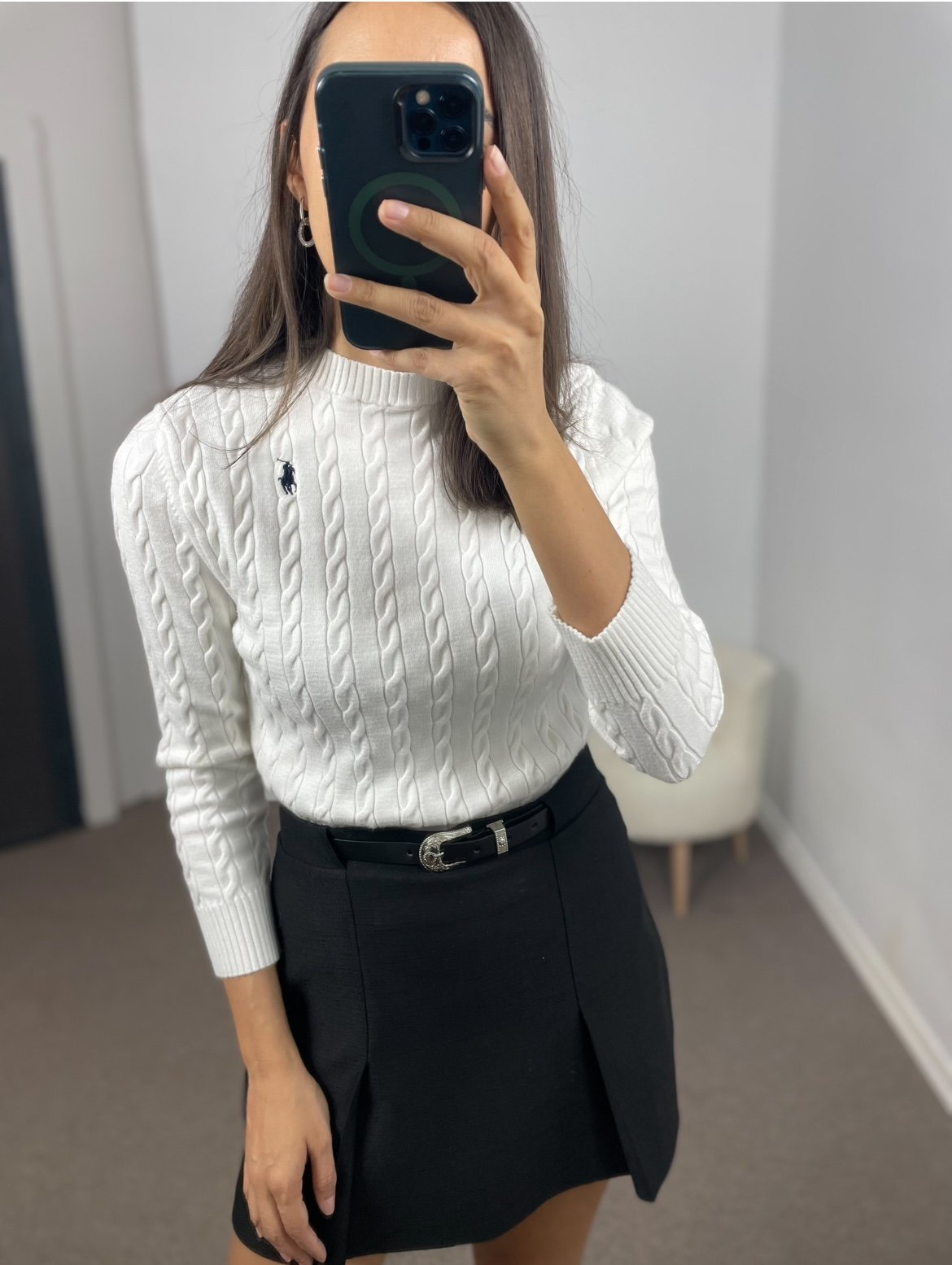 Elvira Ekru RL Saç Örgü Kazak