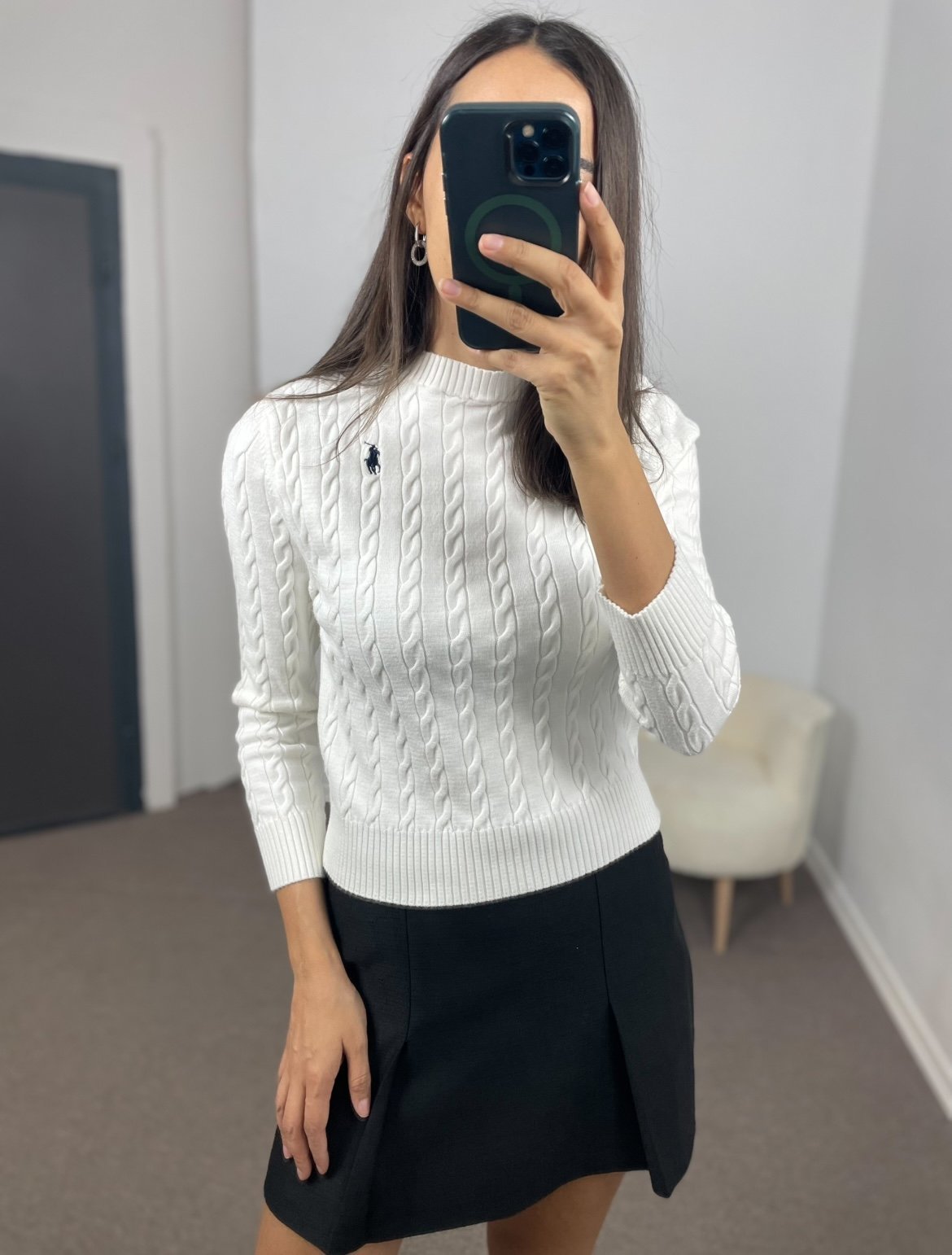 Elvira Ekru RL Saç Örgü Kazak