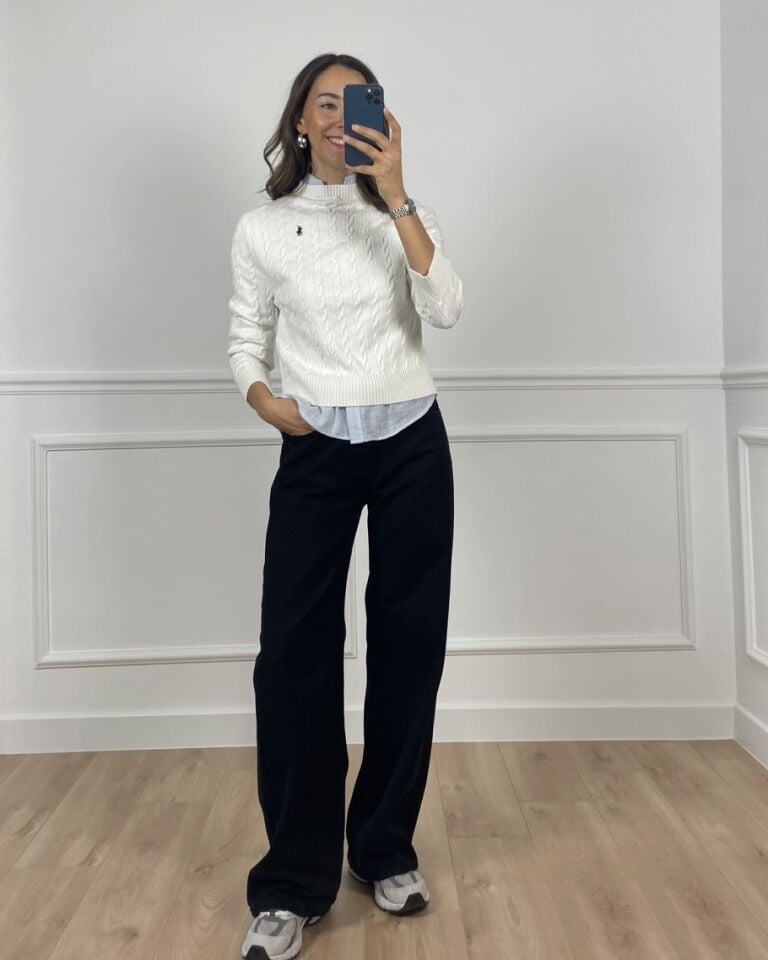 Elvira Ekru RL Saç Örgü Kazak