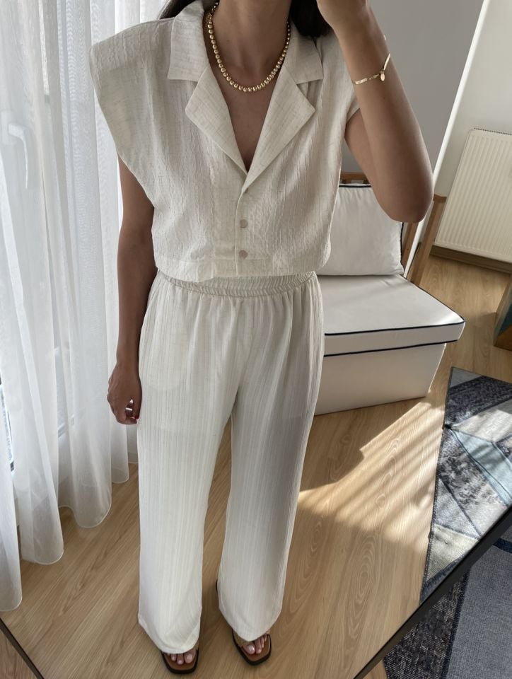 Norel Ekru Premium Gömlek Pantolon Takım